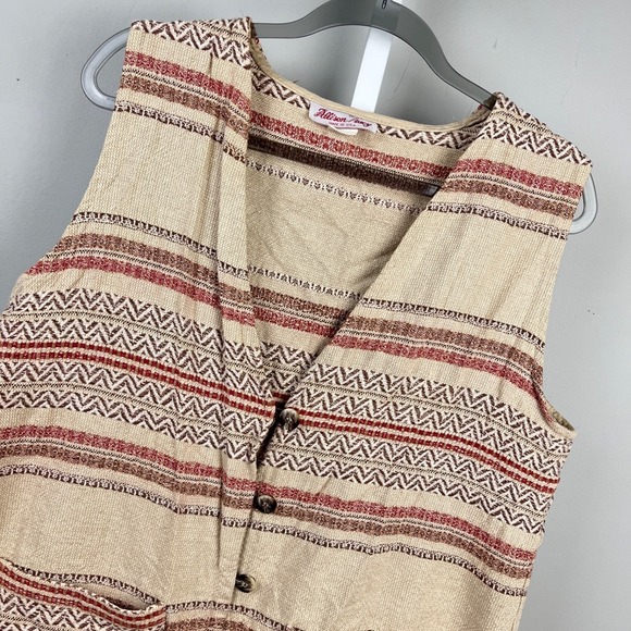 Vintage Jackets & Blazers - Vintage Allison Tracy Western‎ Tapestry Vest Womens 14 Woven Fringed Boho